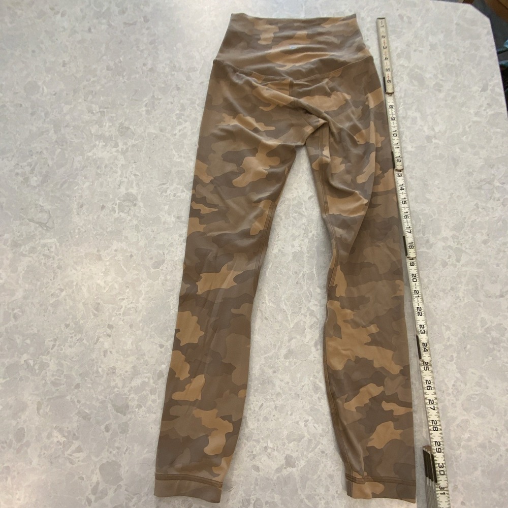 Lululemon Athletica Ankle Leggings Brown Tan Camouflage Stretch Logo Women's - Picture 4 of 7